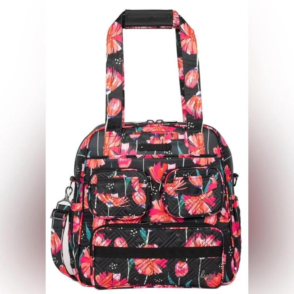 Lug Puddle Jumper LE Tote Bag. Pom Pom Floral Black. NWT - Picture 1 of 11